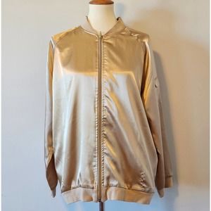 Roaman's Gold Satin Bomber Jacket